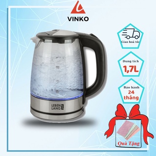 Ấm siêu tốc Lebenlang Đức, bình siêu tốc thủy tinh 1.8L đun nước có lõi lọc pha trà tiện lợi, bảo hành 24 tháng LB2819