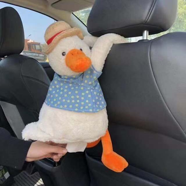 Hộp Đựng Khăn Giấy Thiết Kế Hình Chú Vịt Dễ Thương Treo Tấm Chắn Nắng Xe Hơi