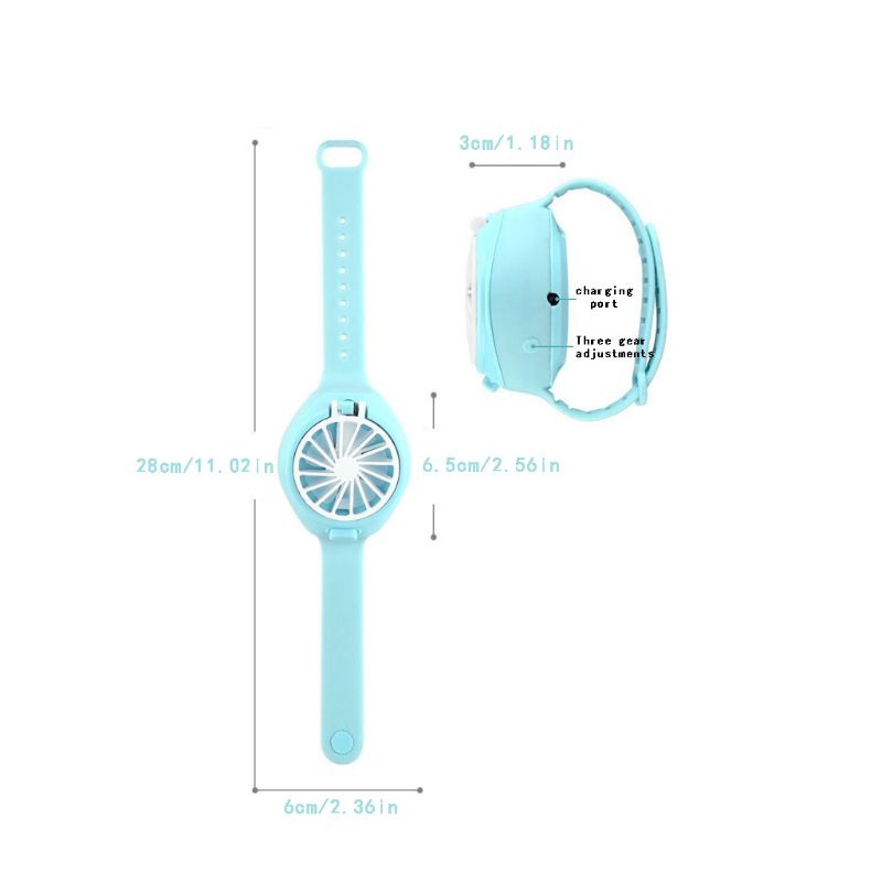 Quạt Làm Mát Đeo Cổ Tay Sạc Cổng USB Dành Cho Trẻ Em