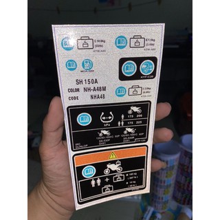 Tem thông số SH150i phản quang 3M