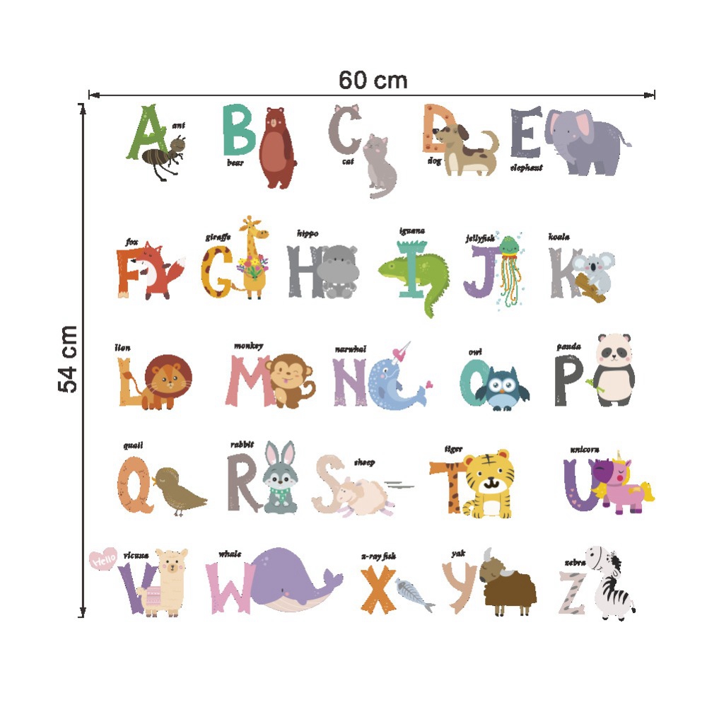 EPOCH Miếng Dán Tường Trang Trí 26 Chữ Cái Tiếng Anh Độc Đáo