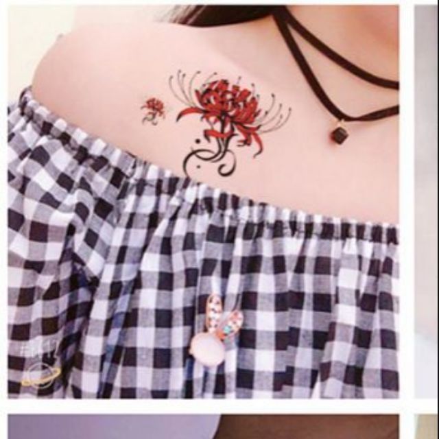 [DEAL] Hình xăm tatoo bỉ ngạn hoa nhịp tim. Xăm dán tatoo mini tạm thời, size &lt;10x6cm