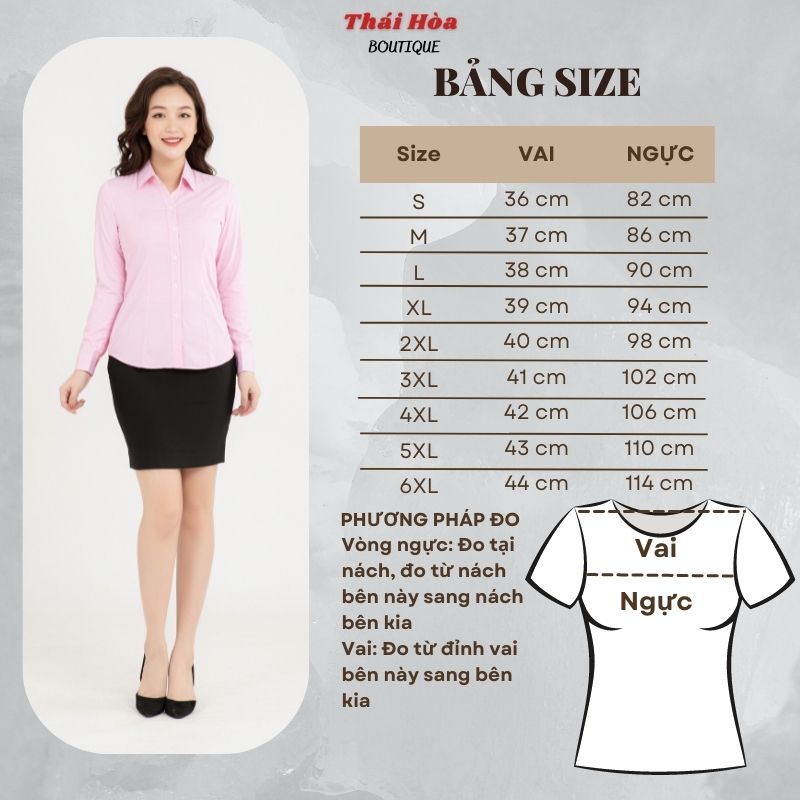 Áo sơ mi nữ dài tay công sở đẹp kẻ tăm caro chìm màu hồng cotton Thái Hoà 631-10-01