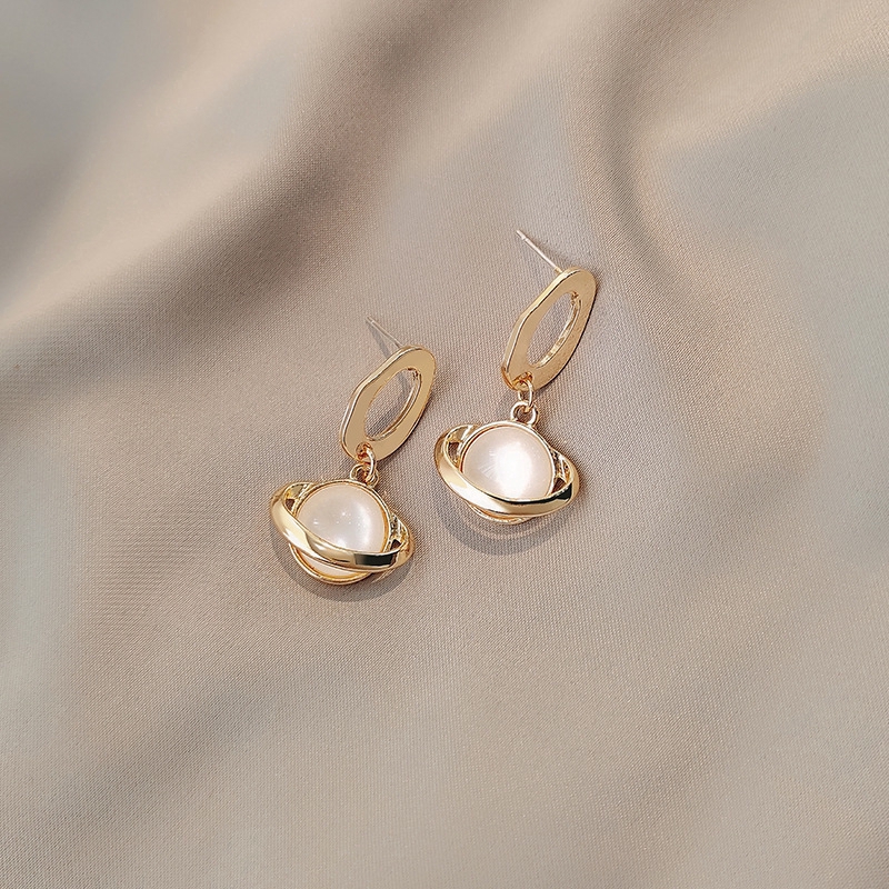 XiaoboACC Bông Tai Mạ Bạc Đính Đá Mắt Mèo Dễ Thương Cho Nữ