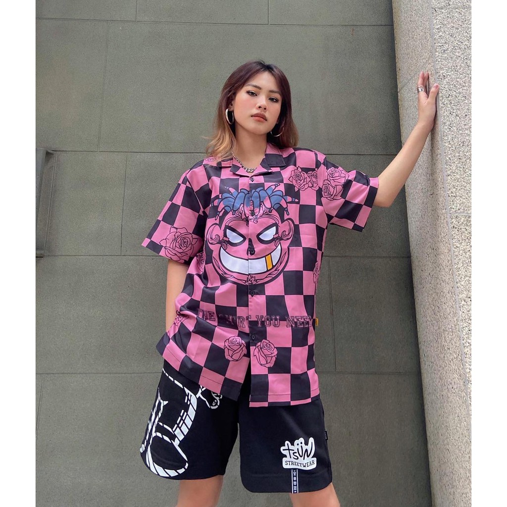 Áo TSUN Rose Mascot Shirt - Hồng/Đen