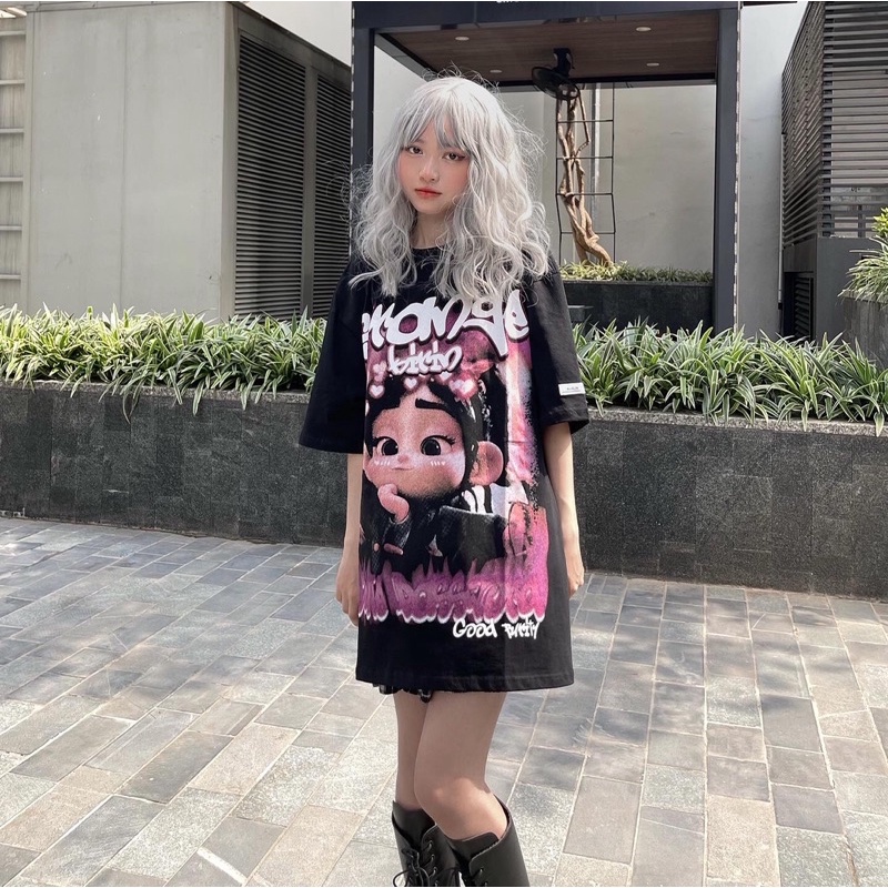 Áo thun tay lỡ chính hãng chất cotton thoáng mát, kiểu dáng oversize dài rộng - Vanellope tee