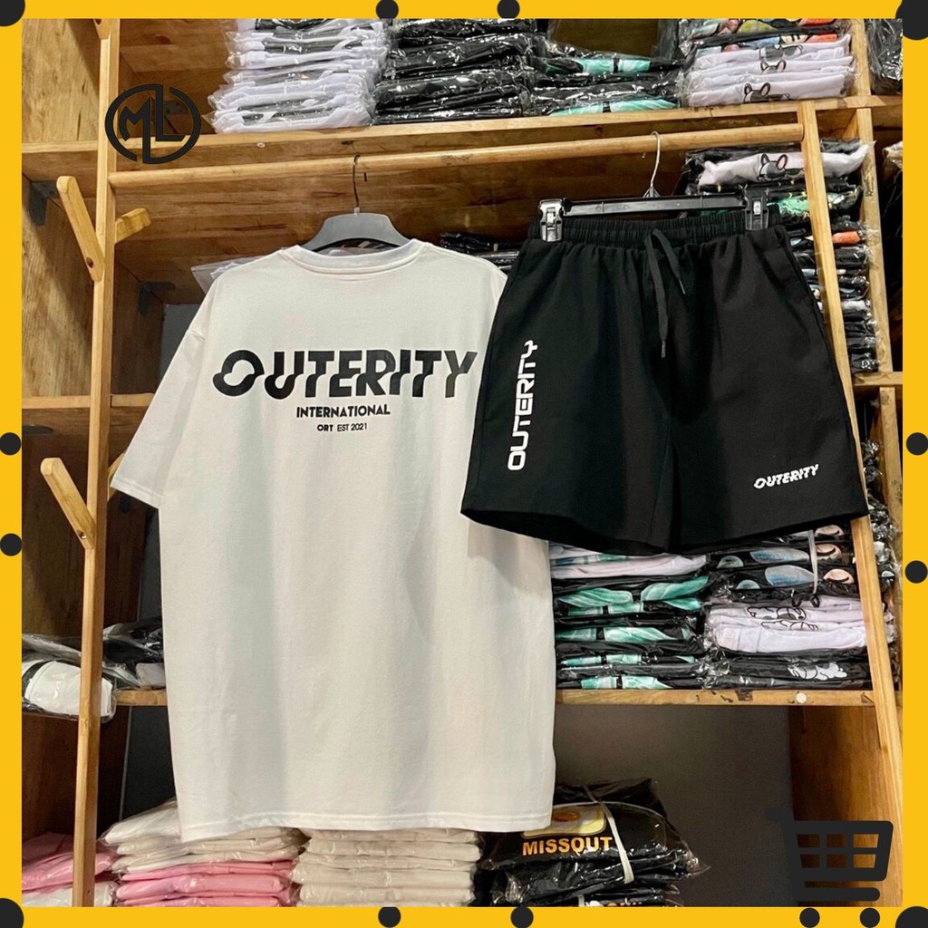 Quần Short Nam kaki In Chữ OUTERITY - vải kaki phong cách unisex streetwear