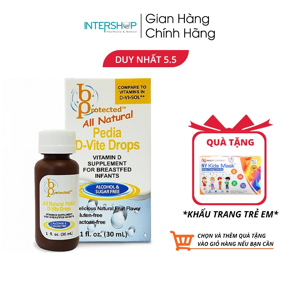 Vitamin D3 Pedia D Vite Drops Bprotected - Vitamin D3 Tinh Khiết Cho Trẻ Sơ Sinh &amp; Trẻ Nhỏ Từ Mỹ