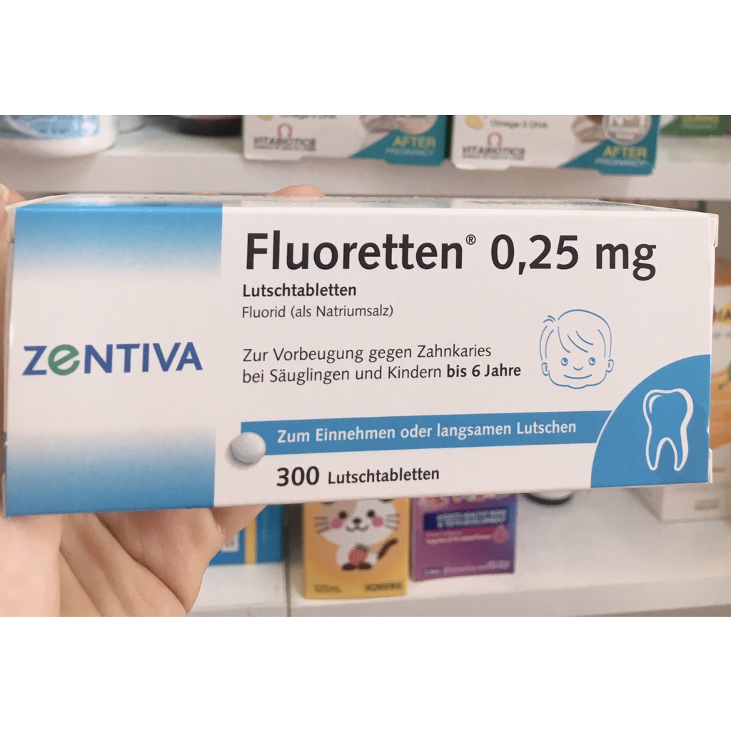 Viên ngậm Flo ngăn ngừa sâu răng và hình thành mảng bám Fluoretten 0.25mg ( Đức)