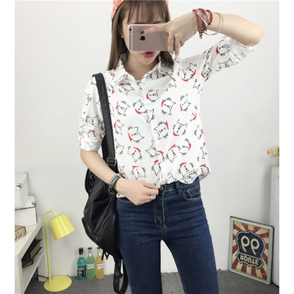 Thời Trang Nữ, áo sơ mi nữ hình con mèo