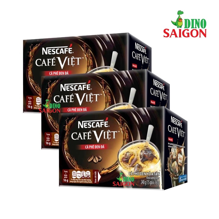 Combo 3 Hộp Cà Phê Đen Đá Hòa Tan NESCAFÉ Café Việt (Hộp 15 Gói x 16g)