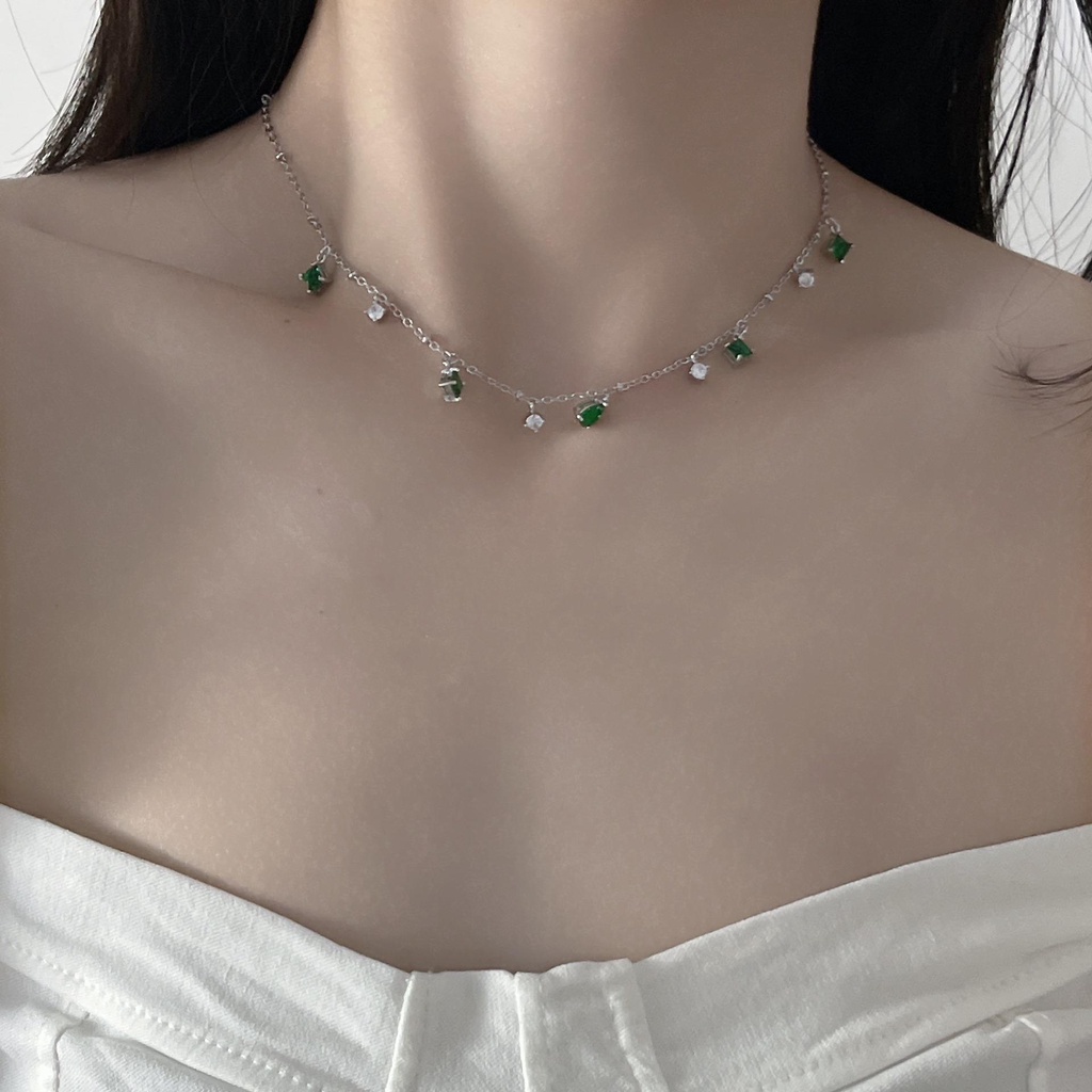 Vòng cổ Hợp Kim Mặt Đá Xanh Thời Trang Cho Nữ
