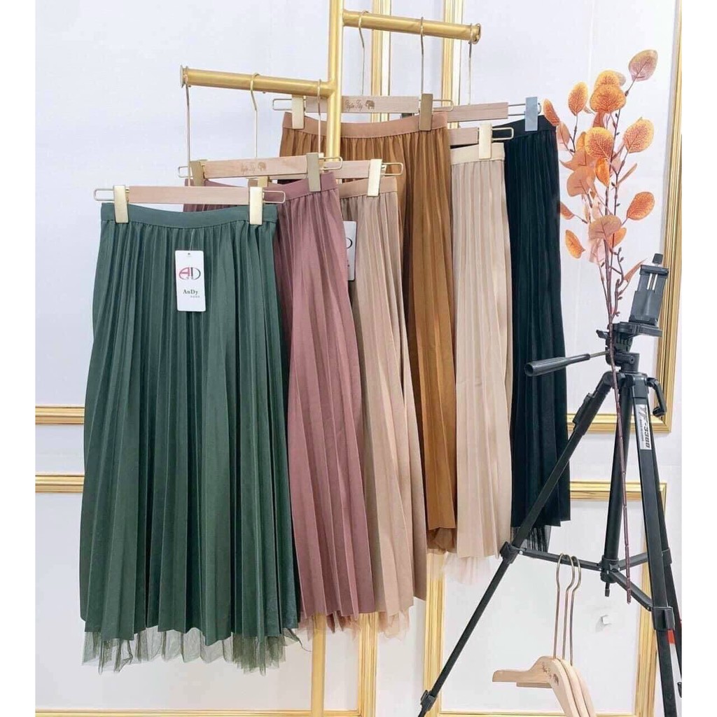 Chân váy xếp ly xòe dáng dài phối ren LYNS - Váy xếp li Hai lớp lưng cao có thể mặc được 2 kiểu -MS04 | BigBuy360 - bigbuy360.vn