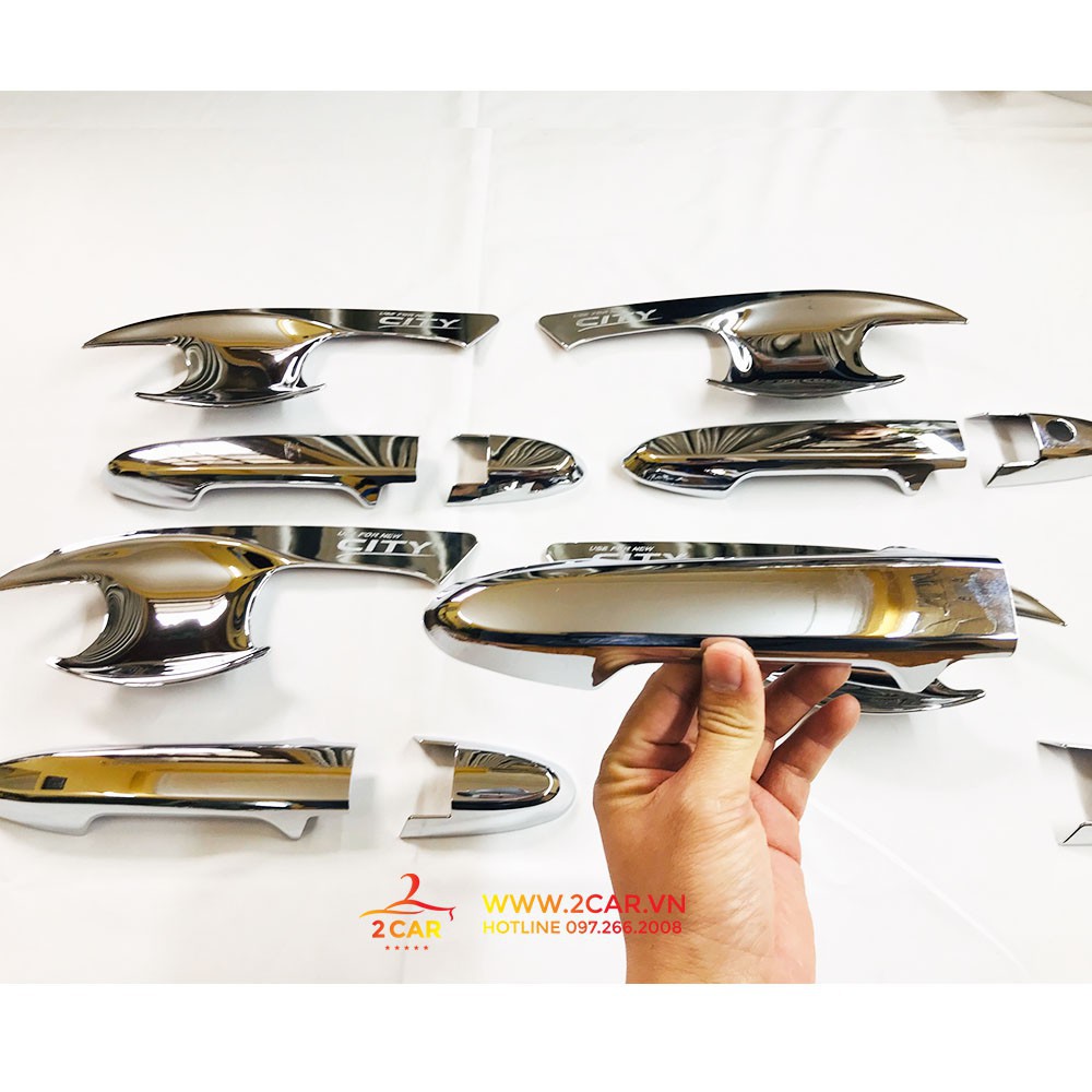Bộ ốp tay nắm, hõm cửa xe Honda City 2015-2020, 2021 mạ crom cao cấp