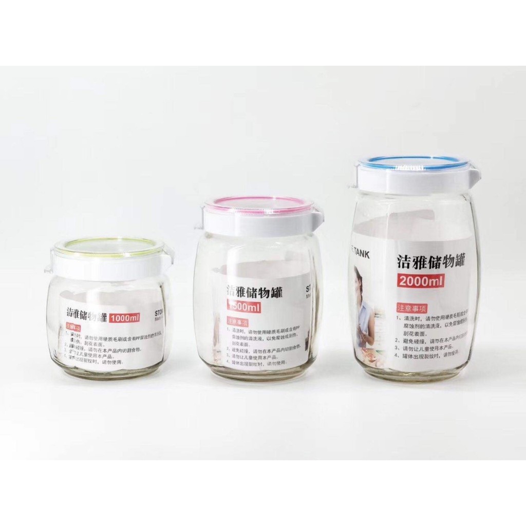 Hũ thủy tinh tròn nắp bật cao cấp các cỡ 1000ml - 1500ml - 2000ml đựng thực phẩm