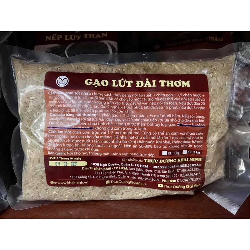 GẠO LỨT TRẮNG ĐÀI THƠM - 4 THÁNG - 1KG - GẠO HỮU CƠ - THỰC PHẨM DƯỠNG SINH - CỬA HÀNG THỰC DƯỠNG KHAI MINH CHÍNH HÃNG