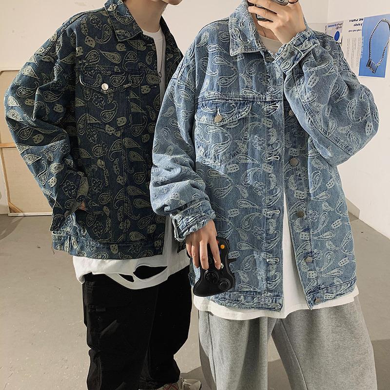 Áo khoác jeans nam ulzzang fom rộng họa tiết độc lạ - Hottrend năm nay