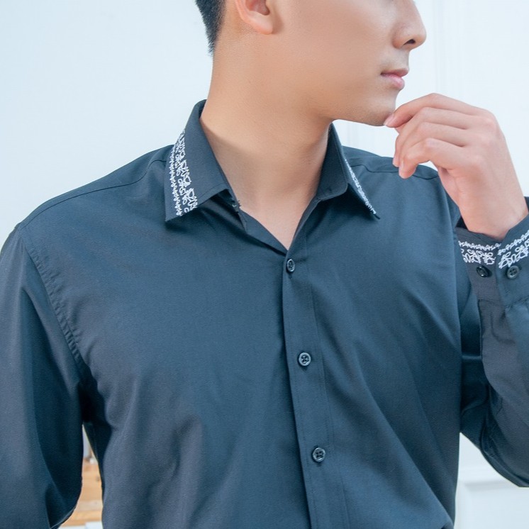 ÁO SƠ MI THÊU ĐEN ORNATE