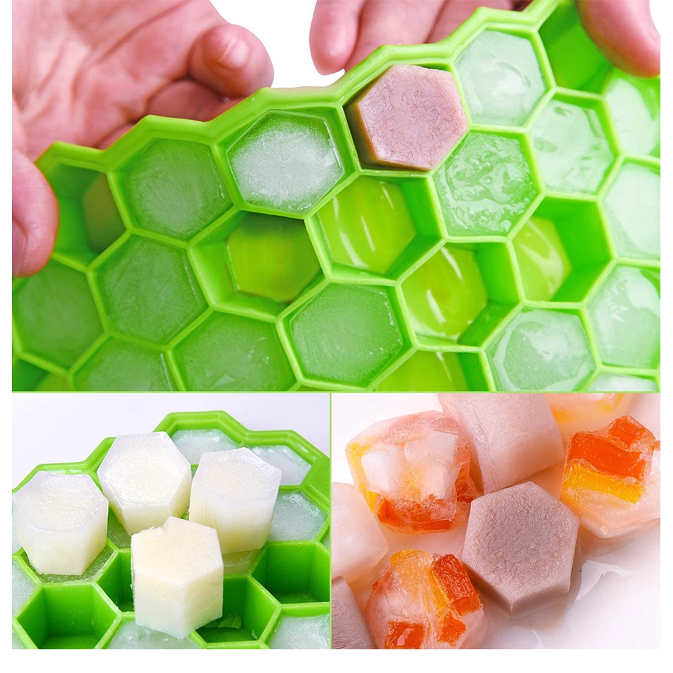 Khuôn làm đá hình tổ ong bằng silicon có thể tái sử dụng có nắp đậy có thể tháo rời