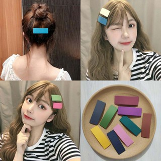 LẺ 1 CÁI | KẸP CHỮ NHẬT MÀU TRƠN MỊN STYLE VINTAGE | VIDEO THẬT | KISS PLAZA