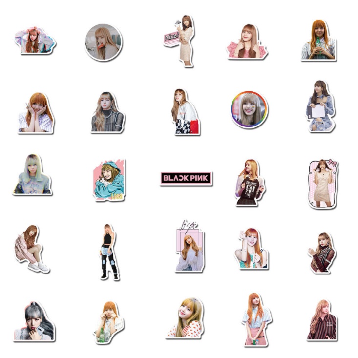 Sticker BLACK PINK - LISA nhựa PVC không thấm nước, dán nón bảo hiểm, laptop, điện thoại, Vali, xe