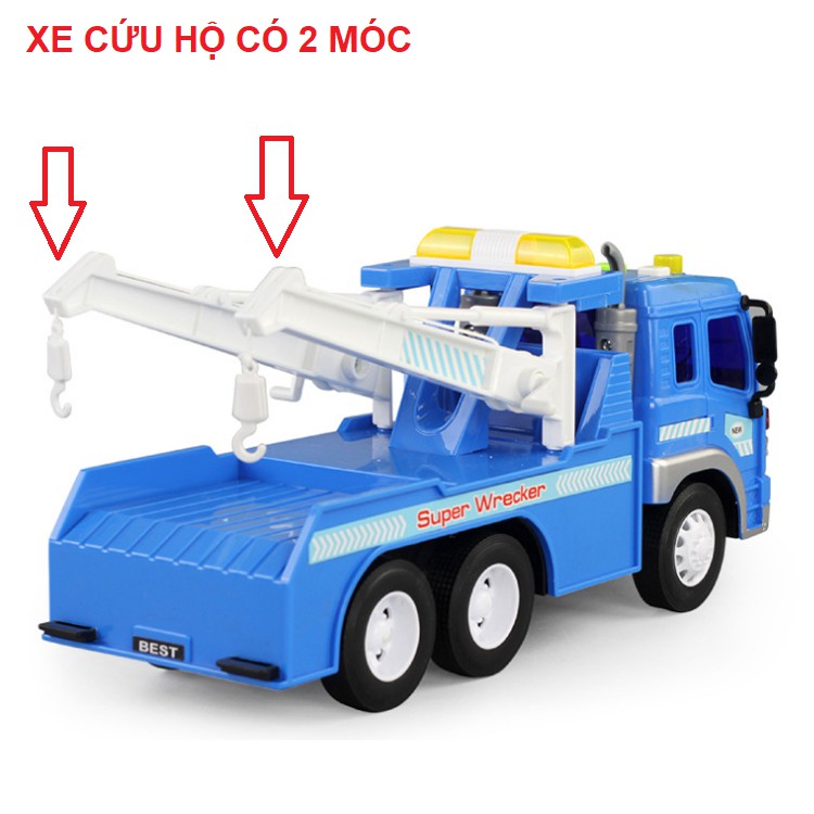 Đồ chơi trẻ em xe ô tô cứu hộ đẩy trớn có đèn và âm thanh mô hình xe tỉ lệ 1:16 bằng nhựa ABS