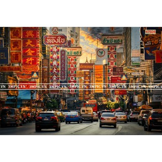 Tranh lụa 3D trang trí quán phong cách Hông Kông KT ngang 1.25m*0.8m