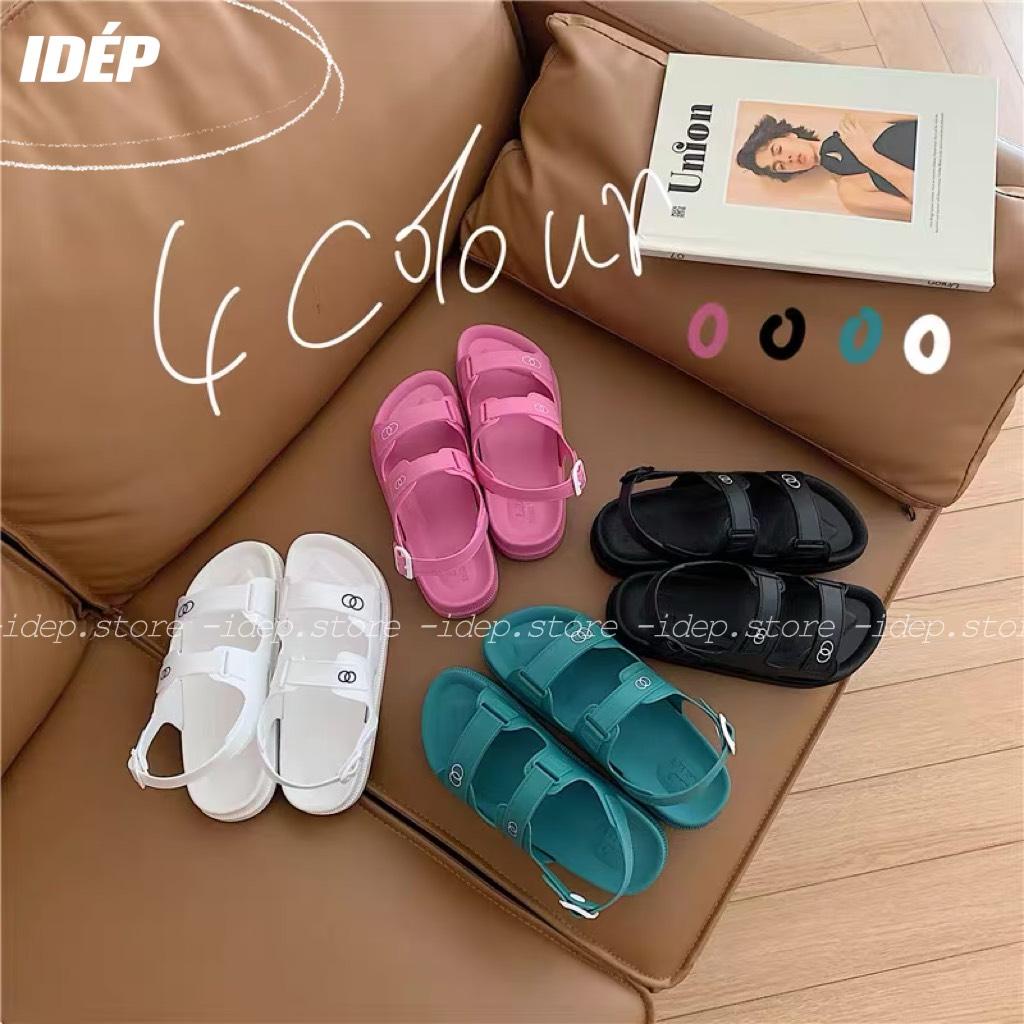 Giày sandal nhựa 2 quai ngang CC chất liệu cao su đi học, đi biển siêu bền chống trơn iDÉP- GL071
