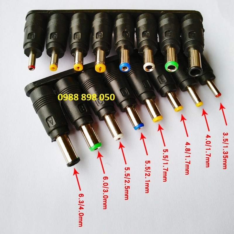 giắc chuyển chân cắm điện 5.5*2.1mm sang 8 đầu khác nhau
