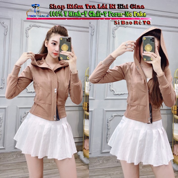 Áo Khoác Nữ Thun Coton Form Lửng Có Nón/Mũ Cao Cấp Mẫu Hót 2020- Hàng Có Sẵn | BigBuy360 - bigbuy360.vn