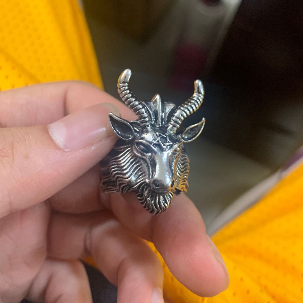 Nhẫn Hình Sừng Dê Satan Độc Đáo Thời Trang Cho Nam