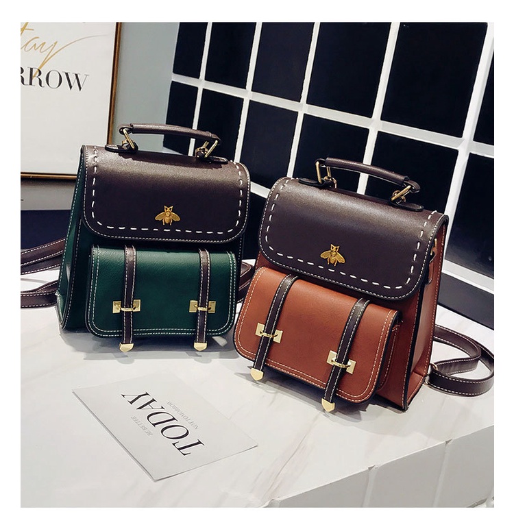 Ba lô CHUWANGLIN bằng da PU đơn giản phong cách Preppy thời trang cho nữ