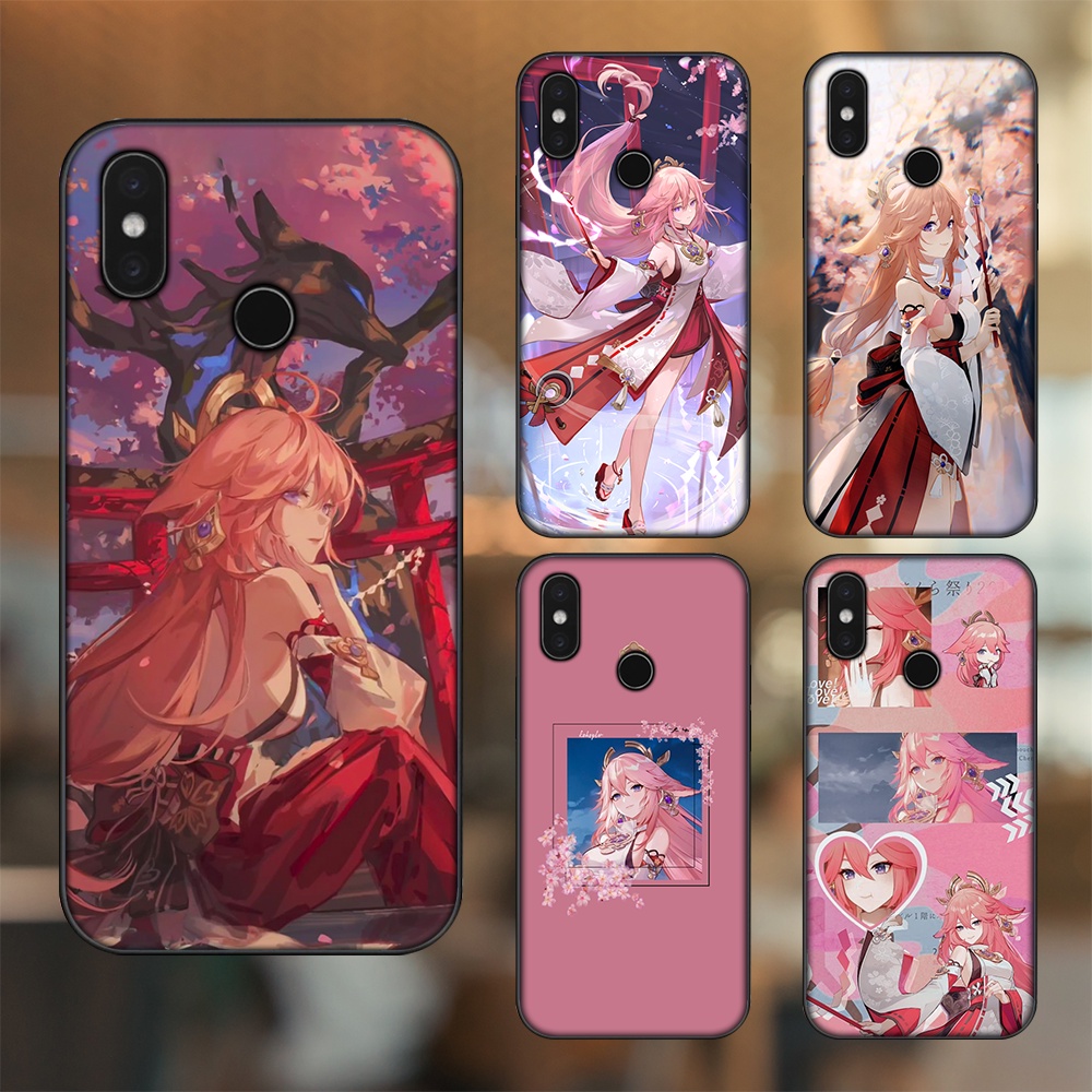 Ốp lưng Xiaomi Mi 8, Mi 8 SE viền đen in hình Yae Miko Genshin Impact