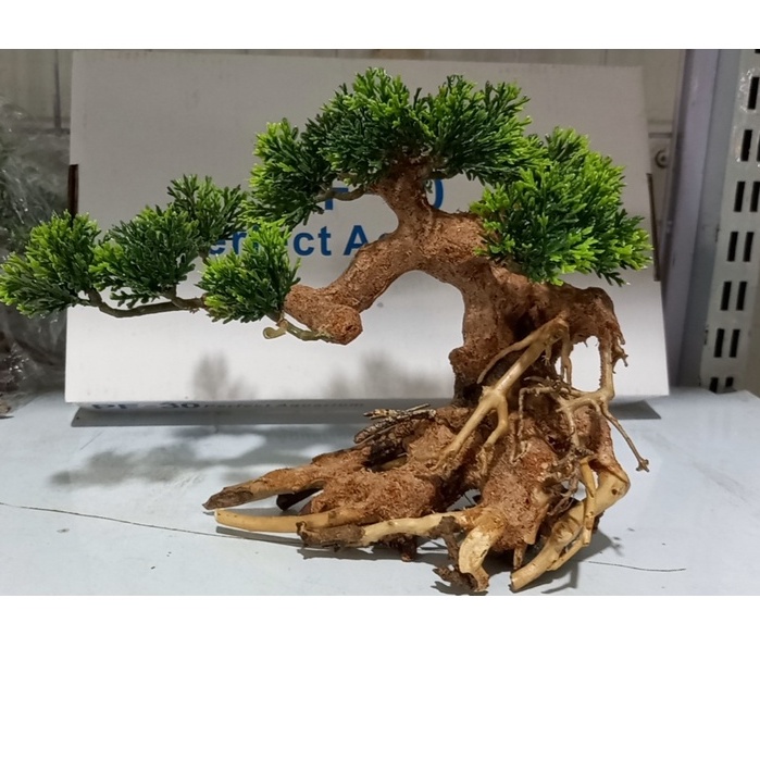Lủa bon sai ghép cây nhựa trang trí bể cá