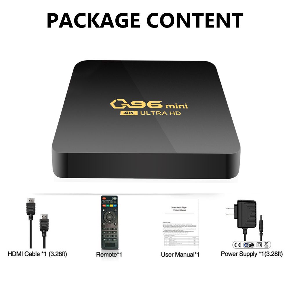 Bộ hộp TV thông minh Q96 mini 8GB+128GB Android 10.0 Wifi 2.4G Amlogic S905L 4 lõi 4K H.265