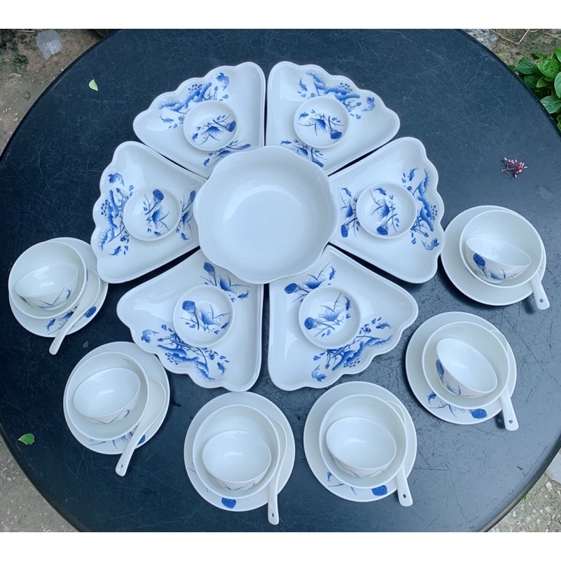 Bộ Hoa Mặt Trời Vẽ Sen Xanh Lam Cao Cấp [ cả Set như Ảnh]
