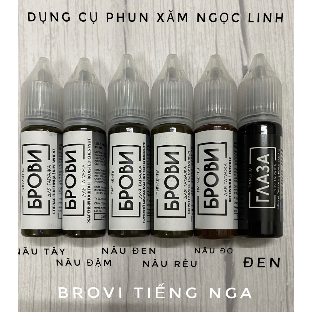 Mực Phun Xăm BROVI (БРОВИ) Nhãn tiếng Việt và tiếng Nga