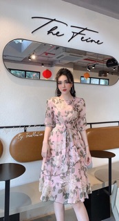 Váy hoa tơ vạt chéo