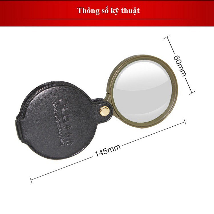 Kính lúp 10X thiết kế tay cầm bằng da nhỏ gọn, tiện lợi QK-6004