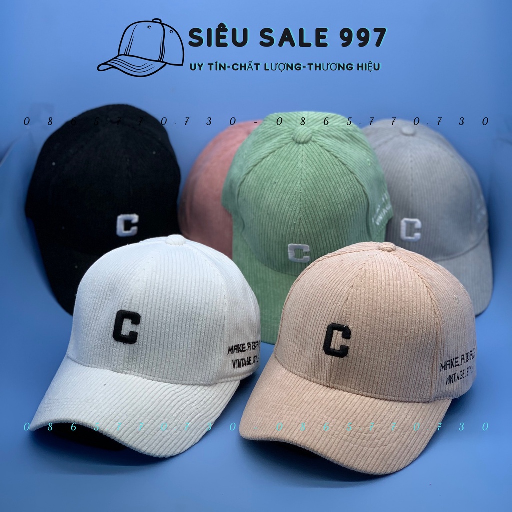 NÓN KẾT NHUNG GÂN CHỮ C NHIỀU MÀU THỜI TRANG