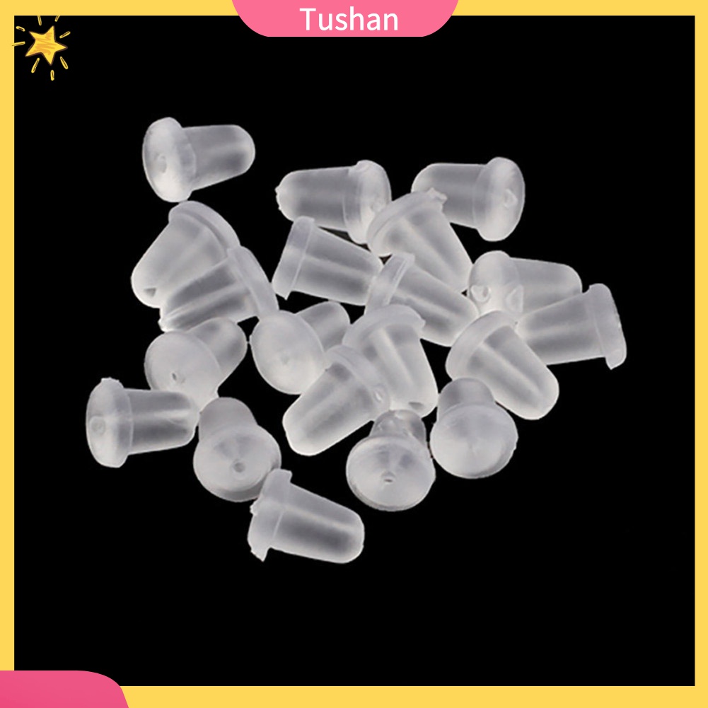 Set 100 Nút Chặn Bông Tai Bằng Nhựa Mềm Trong Suốt