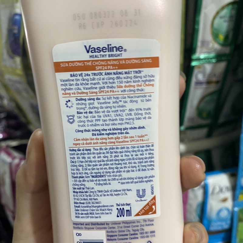 Sữa Dưỡng Thể Vaseline Healthy White Sun+Pollution Protection 200ml