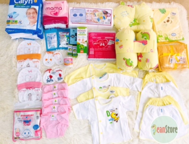 Combo sơ sinh siêu tiết kiệm cho bé + đồ dùng đi sinh cho mẹ