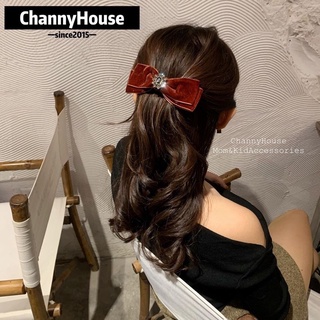 Channyhouse_Kẹp tóc nơ nhung đính đá cao cấp sang trọng