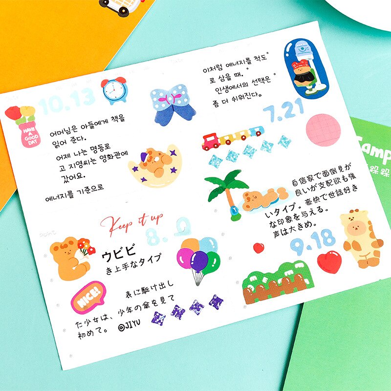 Set 2 tờ miếng dán trang trí họa tiết hoạt hình dễ thương
