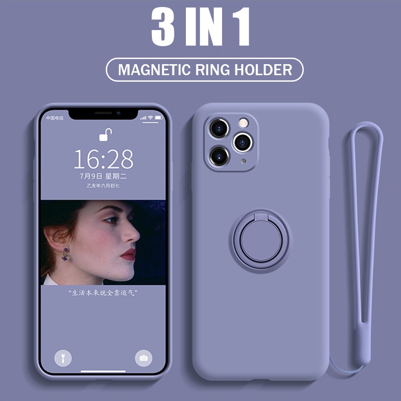 Ốp Điện Thoại Silicon Mềm Gắn Nhẫn Đỡ Nam Châm Cho iPhone 11 Pro Max X XS XR