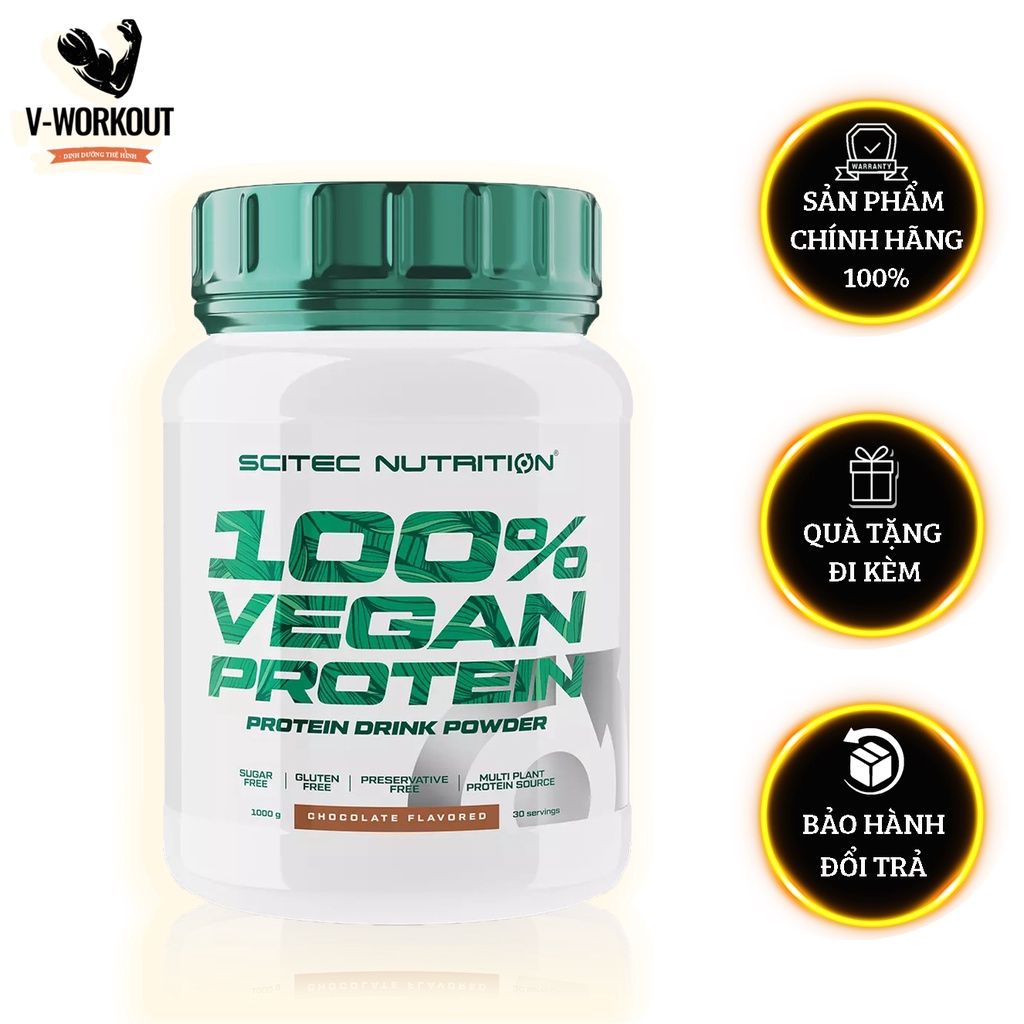Vegan Protein |  Scitec Nutrition 100% Vegan Protein hộp 1000g - 30 serving - Bổ sung protein chay, tăng cơ