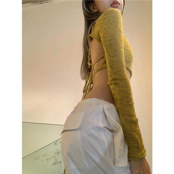 DUNEA Set Áo Hai Dây + Áo Khoác Cardigan Phong Cách Vintage Nữ Tính