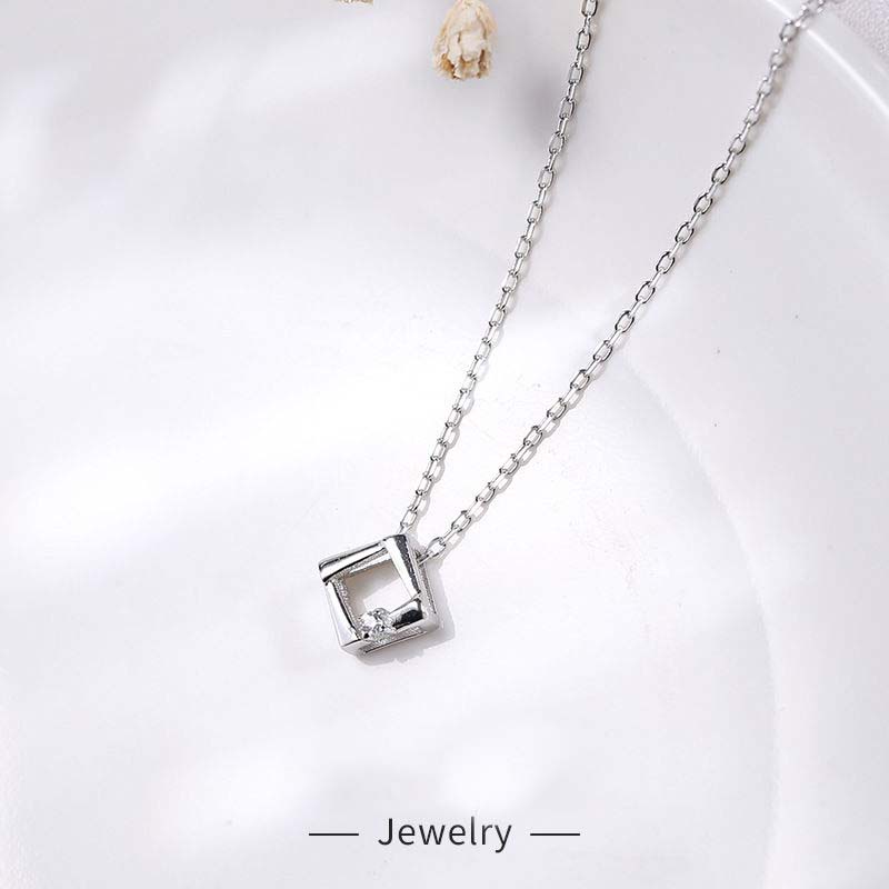 Dây chuyền nữ Hàn Quốc bạc ý S925 Hình Thoi Đính Đá - DB1586 Bảo Ngọc Jewelry