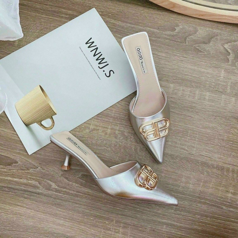 Sục cao gót chữ BB màu đen không quai